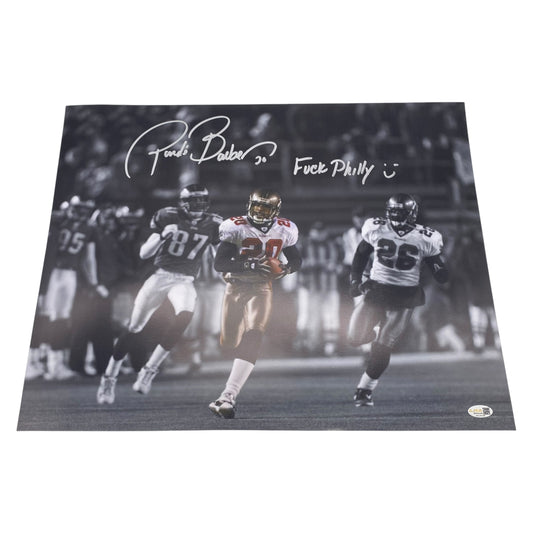 Ronde Barber Signed Tampa Bay Buccaneers 16x20 Shut Down the Vet F*ck Philly