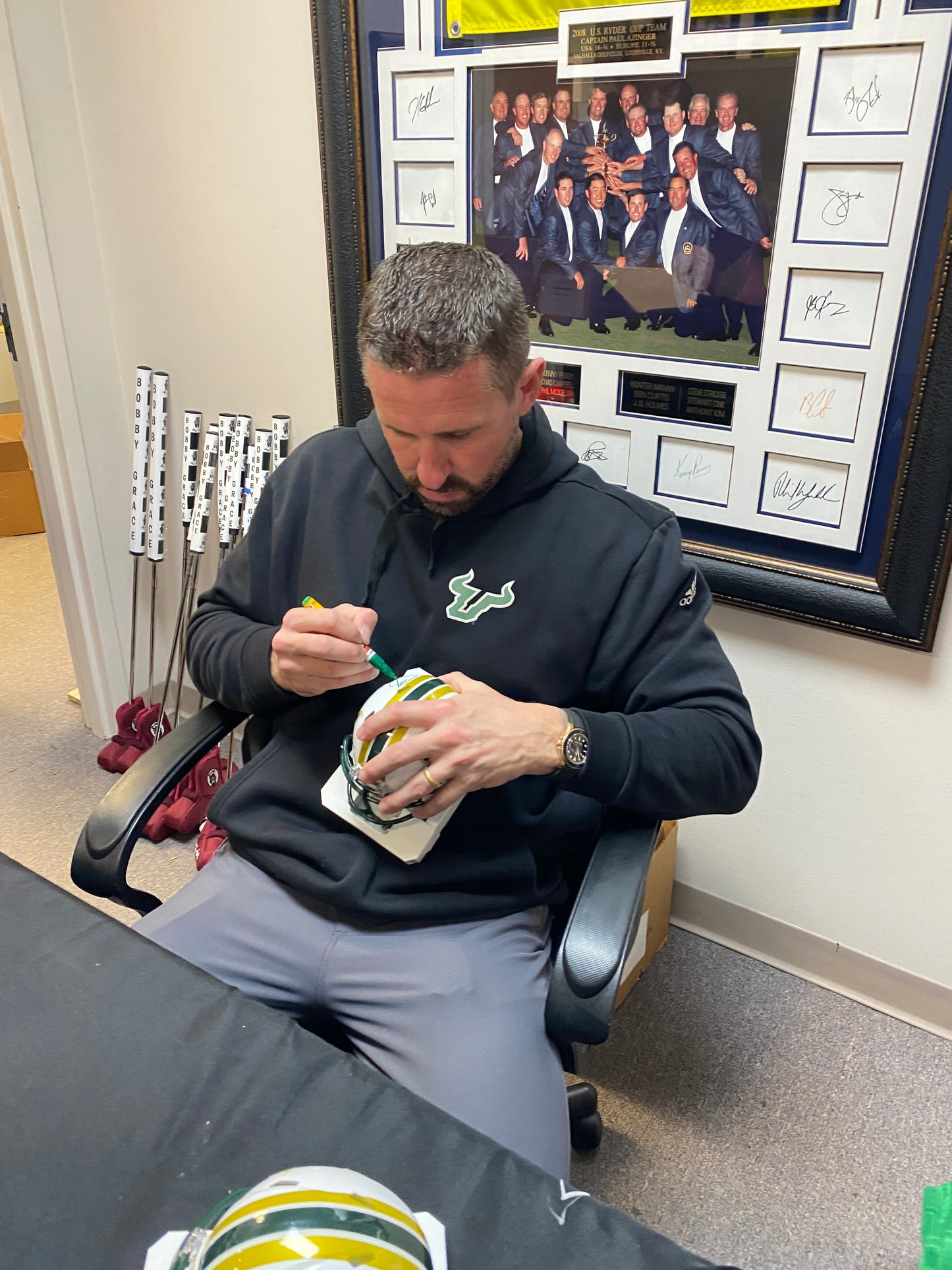 Brian Hartline Signed University of South Florida USF Bulls White Speed Mini Helmet