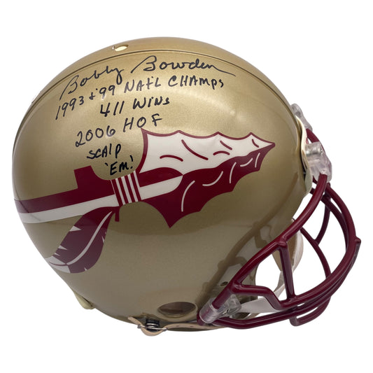 Coach Bobby Bowden Career Achievements Signed Florida State Seminoles Full Size Authentic Football Helmet