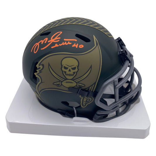 Mike Alstott Signed Tampa Bay Buccaneers 2025 Salute to Service Alternate Speed Mini Helmet