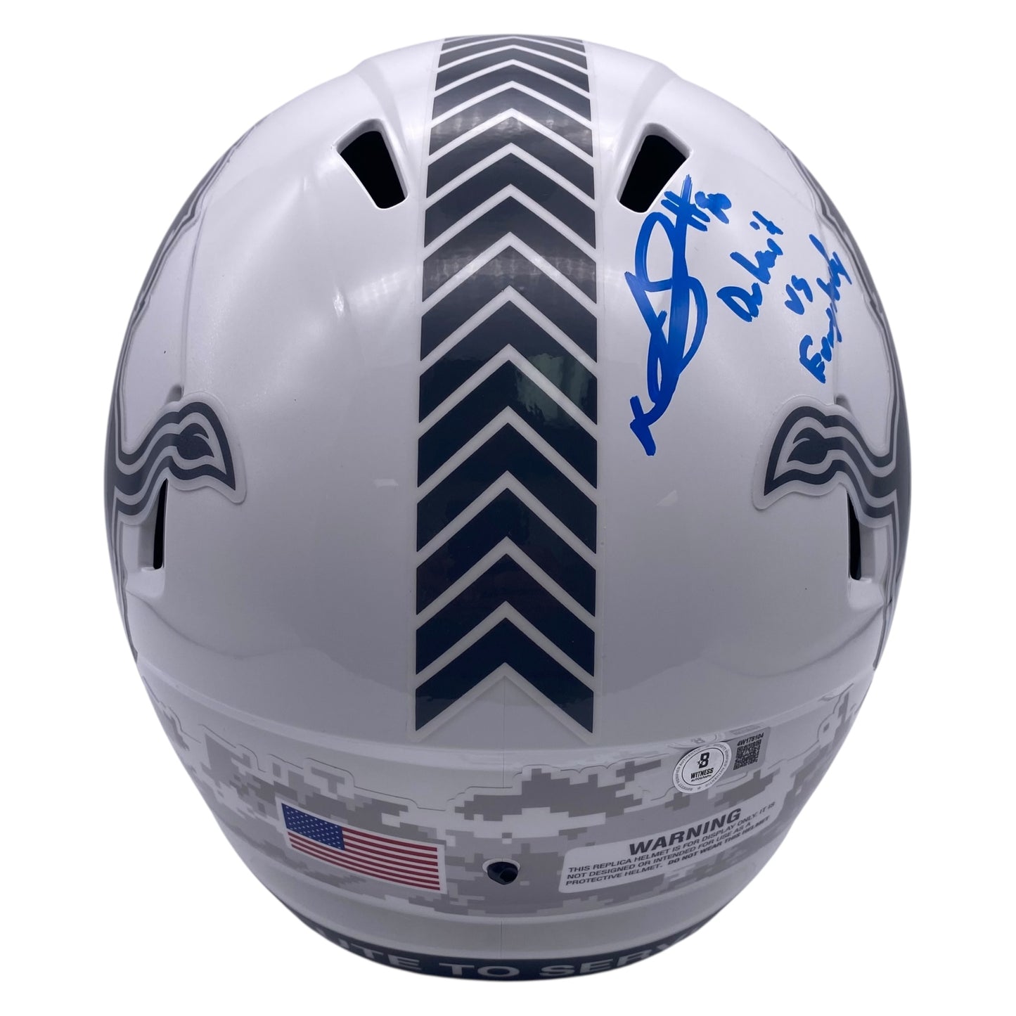 Ndamukong Suh Signed Detroit Lions Salute to Service 2024 White Alternate Speed Full Size Replica Helmet