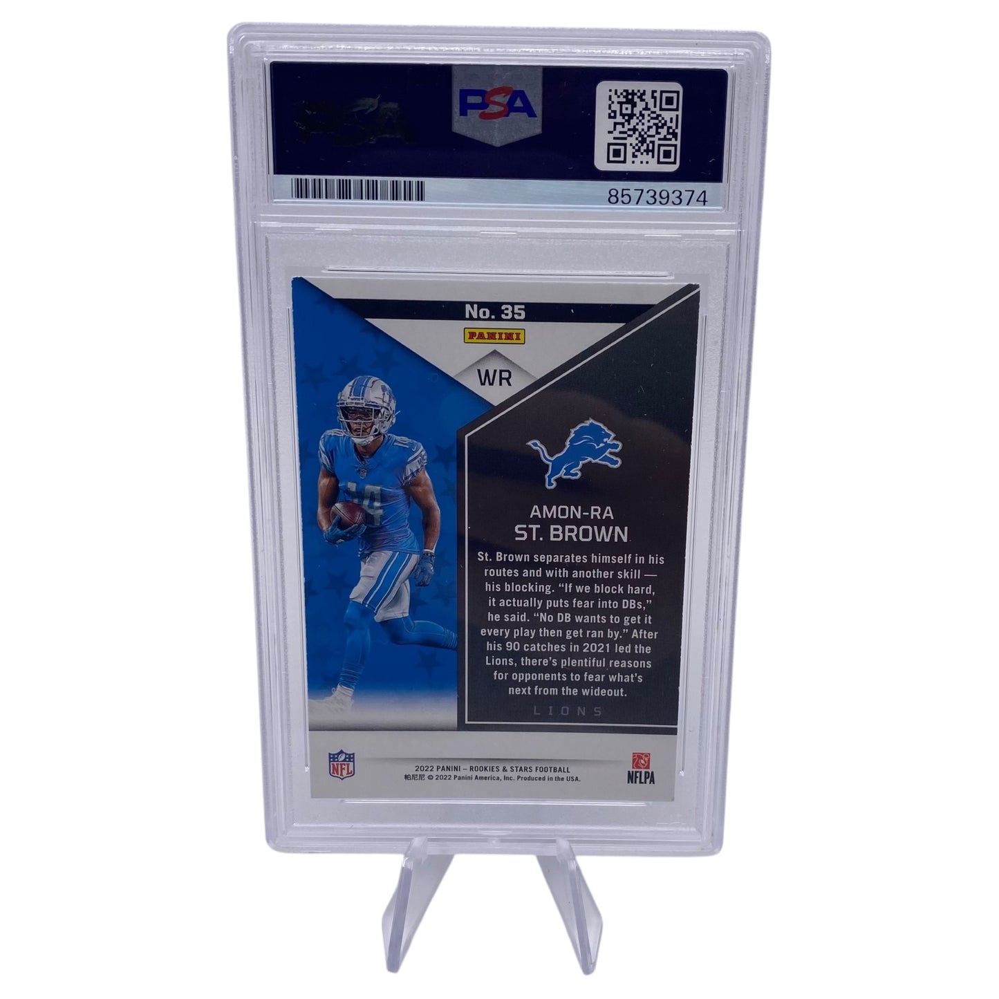 Amon-ra St. Brown Signed Detroit Lions 2022 Panini Rookies & Stars Trading Card PSA/DNA Slabbed