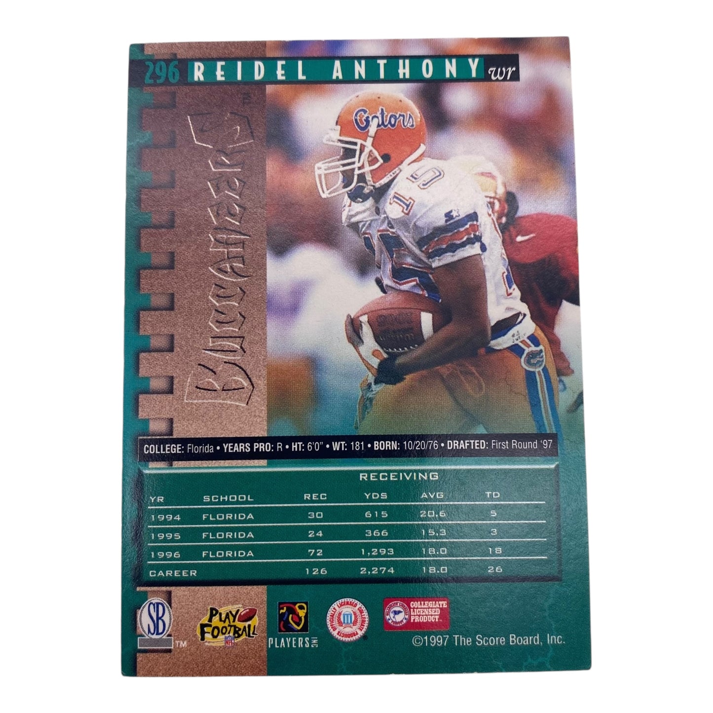 Reidel Anthony Signed Florida Gators Trading Card