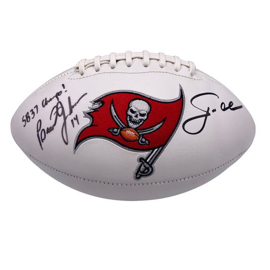 Coach Jon Gruden & Brad Johnson Signed Tampa Bay Buccaneers Logo Football