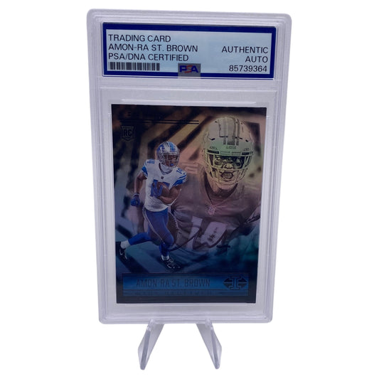 Amon-ra St. Brown Signed Detroit Lions 2021 Panini Illusions Rookie Trading Card PSA/DNA Slabbed