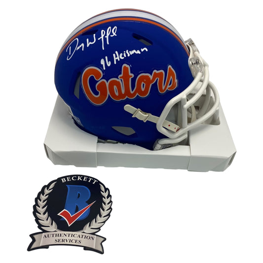 Danny Wuerffel 96 Heisman Signed Florida Gators Blue Speed Mini Helmet