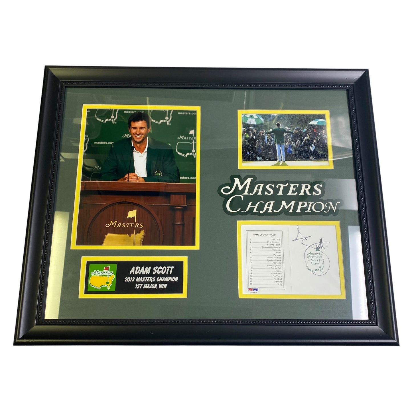 Adam Scott Signed The Masters ScoreCard - Custom Framed Collage