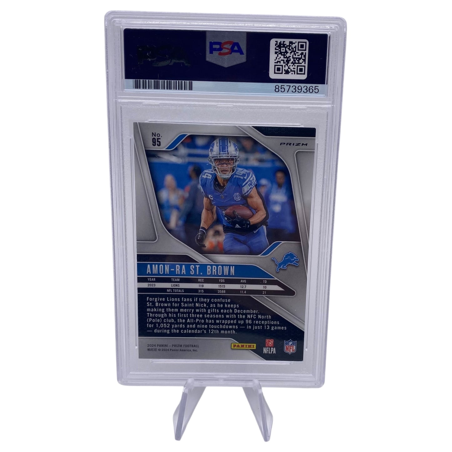 Amon-ra St. Brown Signed Detroit Lions 2024 Panini Prizm Trading Card PSA/DNA Slabbed