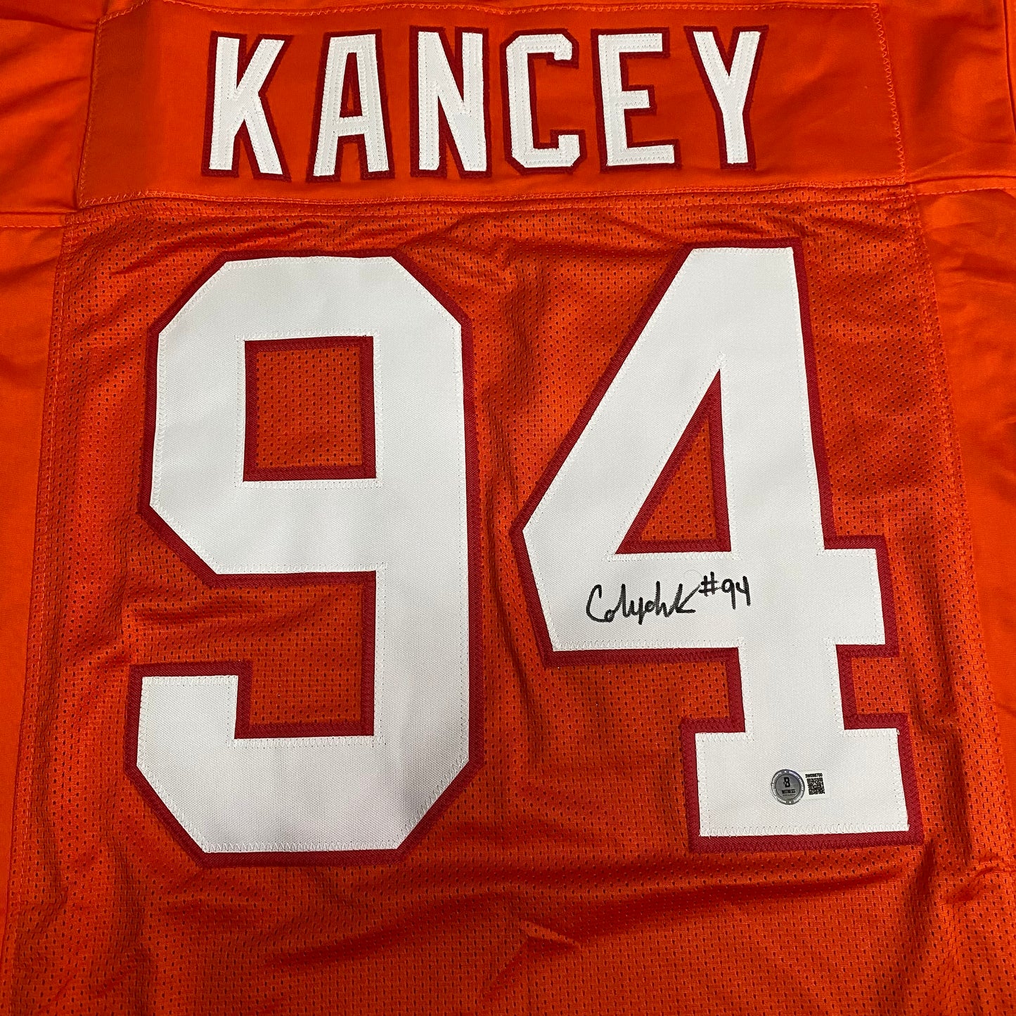 Calijah Kancey Signed #94 Stitched Jersey Tampa Bay Bucs Style Orange