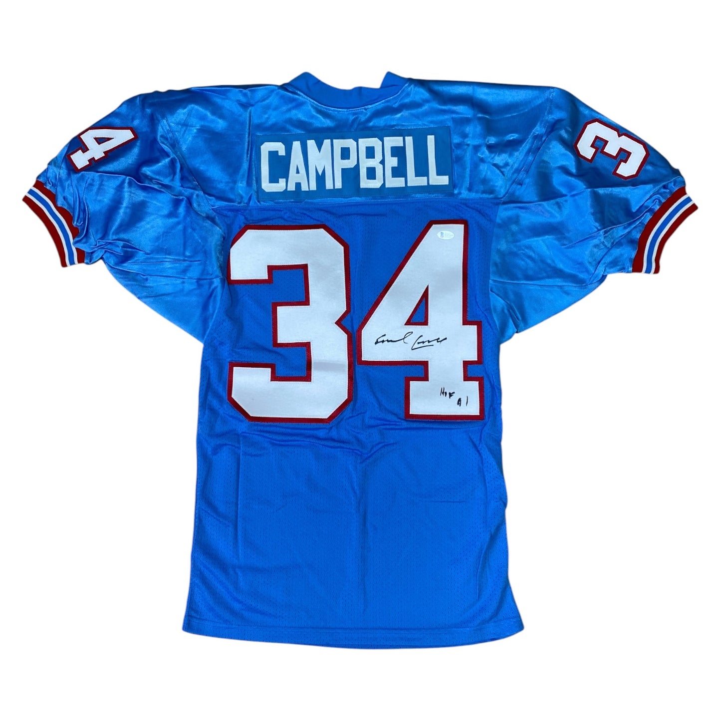 Earl Campbell Signed Blue #34 Russell Athletic Authentic Jersey - Houston Oilers RB