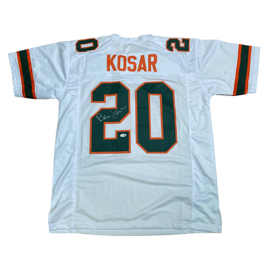 Bernie Kosar signed White #20 Stitched Jersey - Miami Hurricanes QB