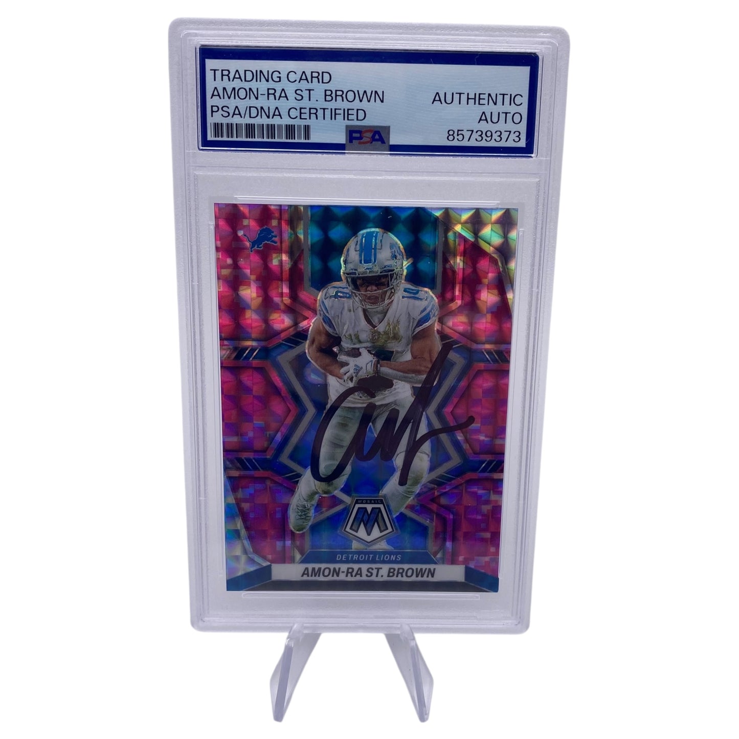 Amon-ra St. Brown Signed Detroit Lions 2022 Panini Mosaic Trading Card PSA/DNA Slabbed