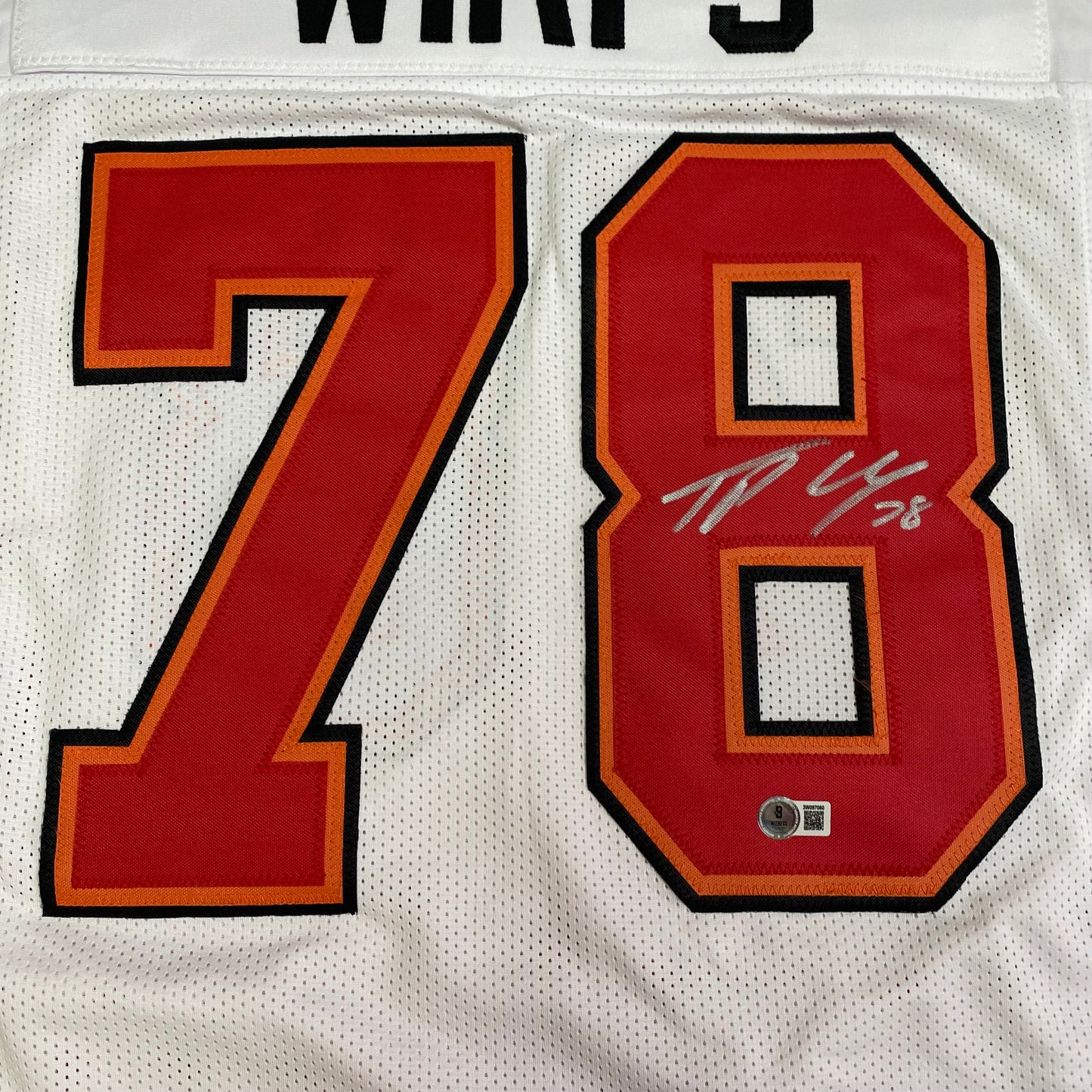 Tristan Wirfs signed white #78 stitched jersey