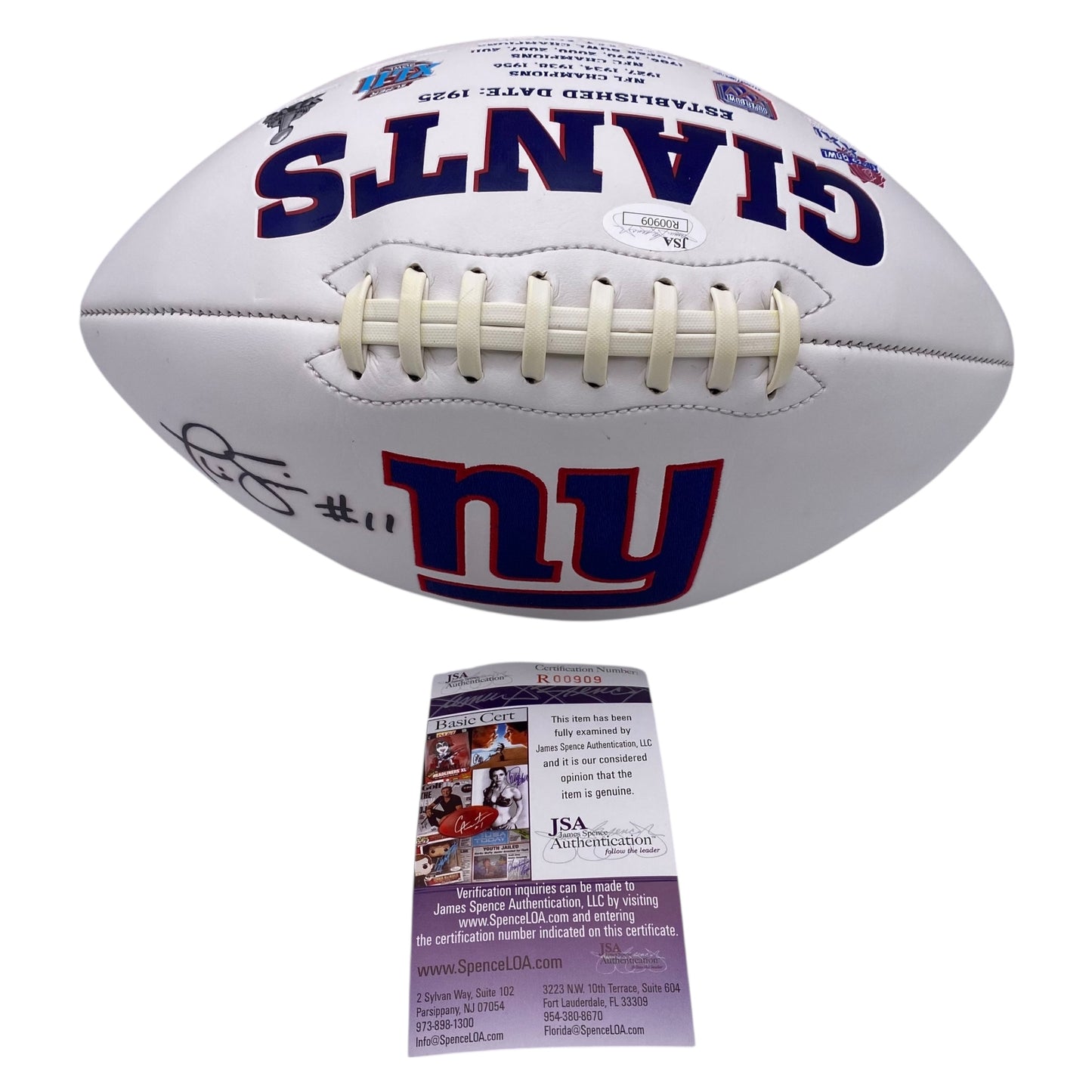 Phil Simms Signed New York Giants Logo Football