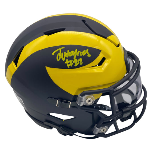 Justice Haynes Signed Michigan Wolverines MIDI Football Helmet Mid Size Speedflex New for 2025
