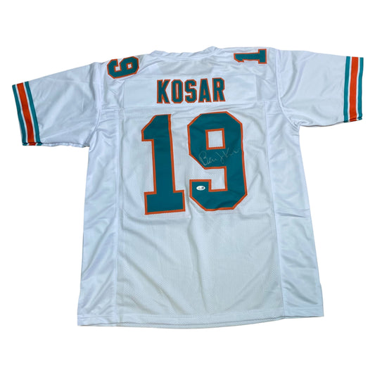 Bernie Kosar signed White #19 Stitched Jersey - Miami Dolphins QB