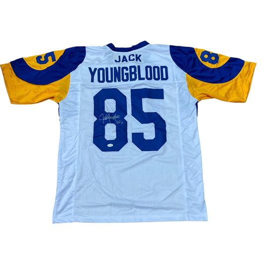 Jack Youngblood Signed White #85 Stitched Jersey - Los Angeles Rams DE