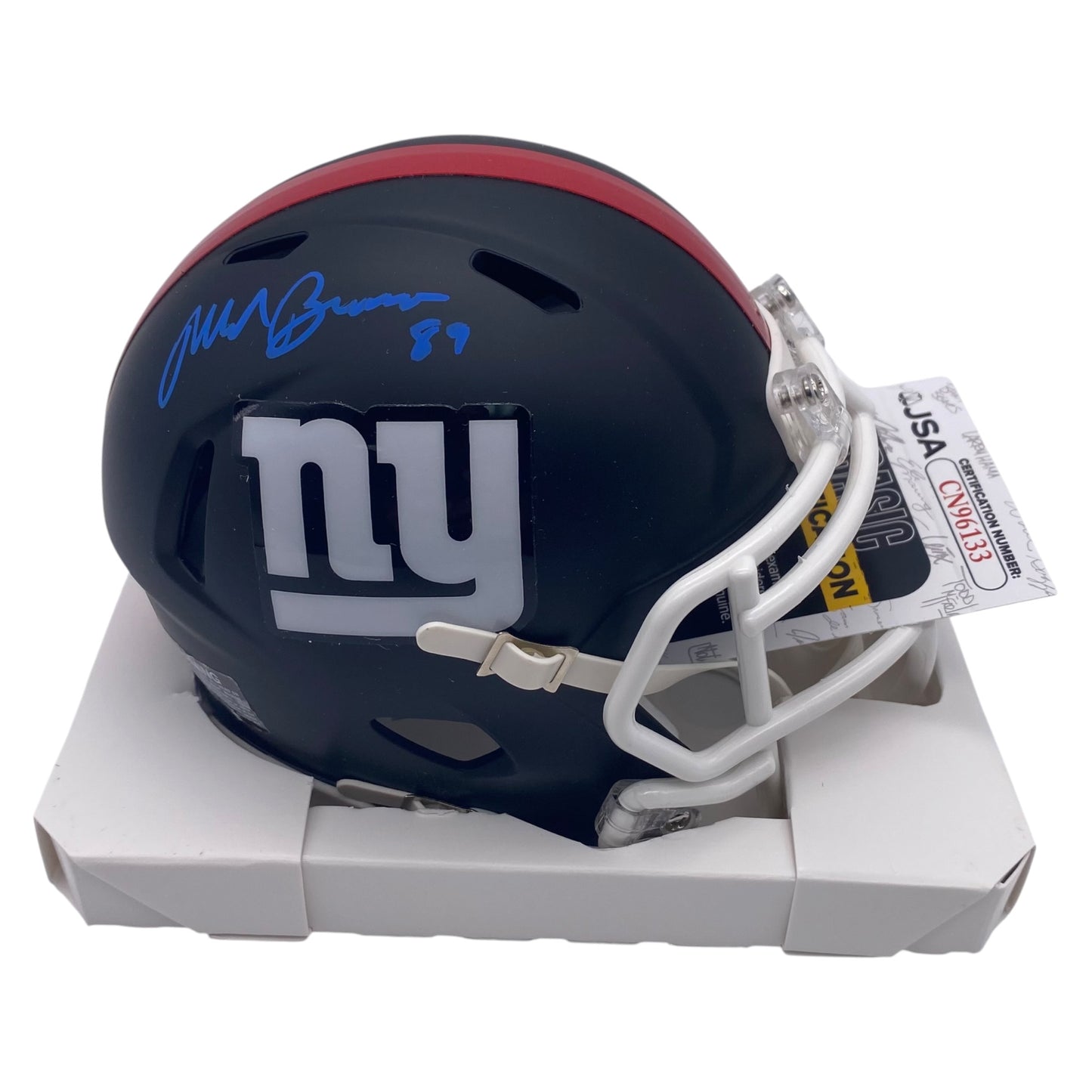 Mark Bavaro Signed New York Giants Flat Black Alternate Speed Mini Football Helmet