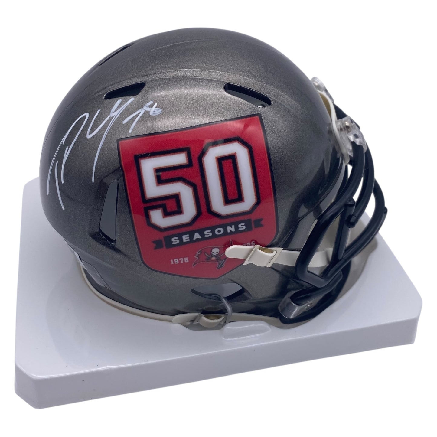 Tristan Wirfs Signed Tampa Bay Buccaneers 50th Anniversary Alternate Speed Mini Helmet