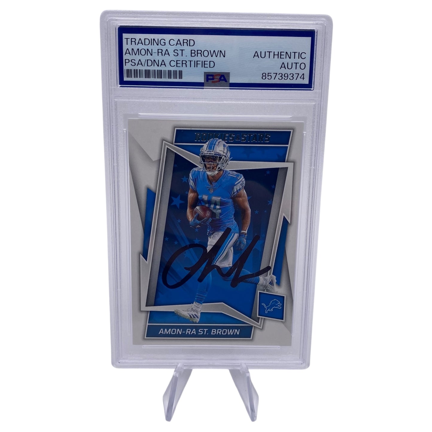Amon-ra St. Brown Signed Detroit Lions 2022 Panini Rookies & Stars Trading Card PSA/DNA Slabbed