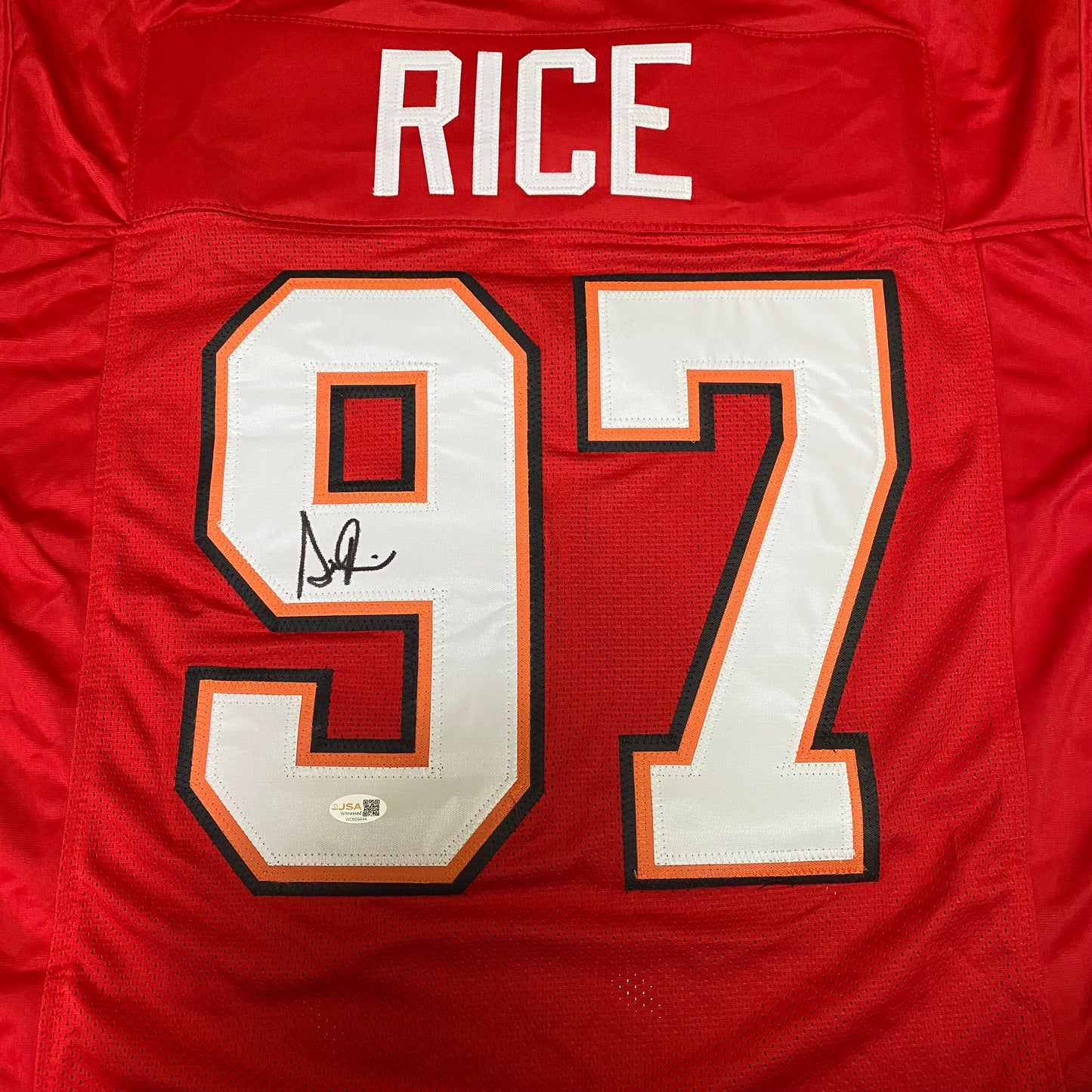 Simeon Rice signed Red #97 stitched jersey - Tampa Bay Buccaneers DE