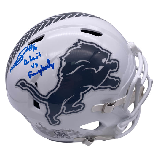 Ndamukong Suh Signed Detroit Lions Salute to Service 2024 White Alternate Speed Full Size Replica Helmet