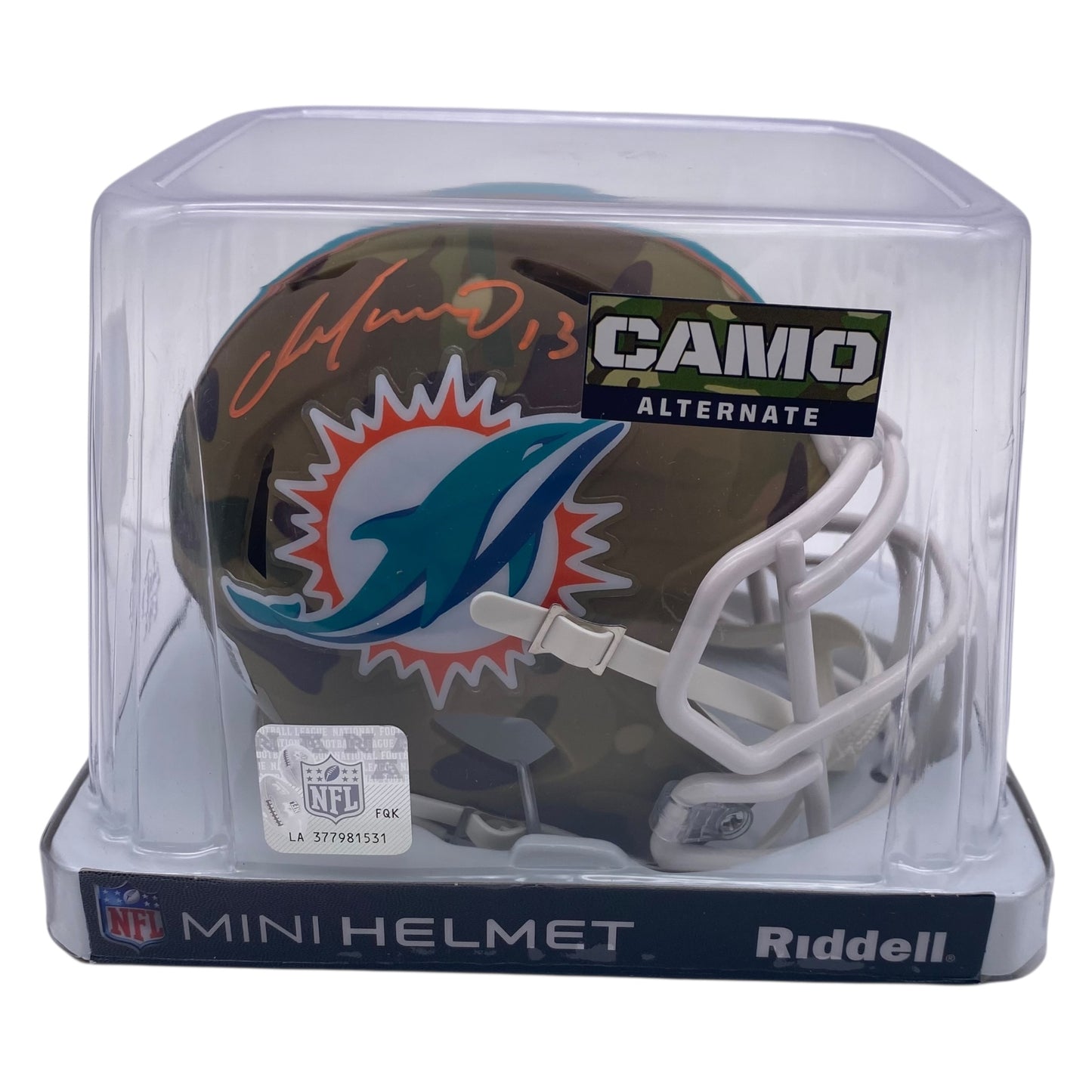 Dan Marino Signed Miami Dolphins Camo Alternate Speed Mini Helmet