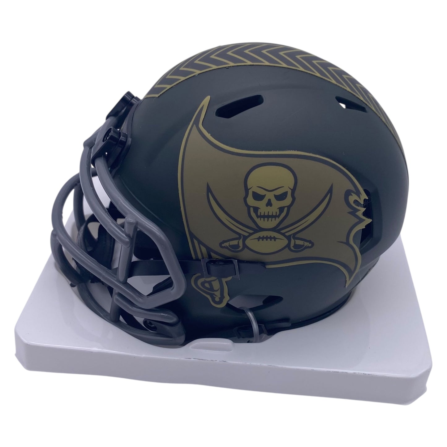Gene Deckerhoff The Voice of the Bucs Signed Tampa Bay Buccaneers Salute To Service Alternate Speed Mini Helmet