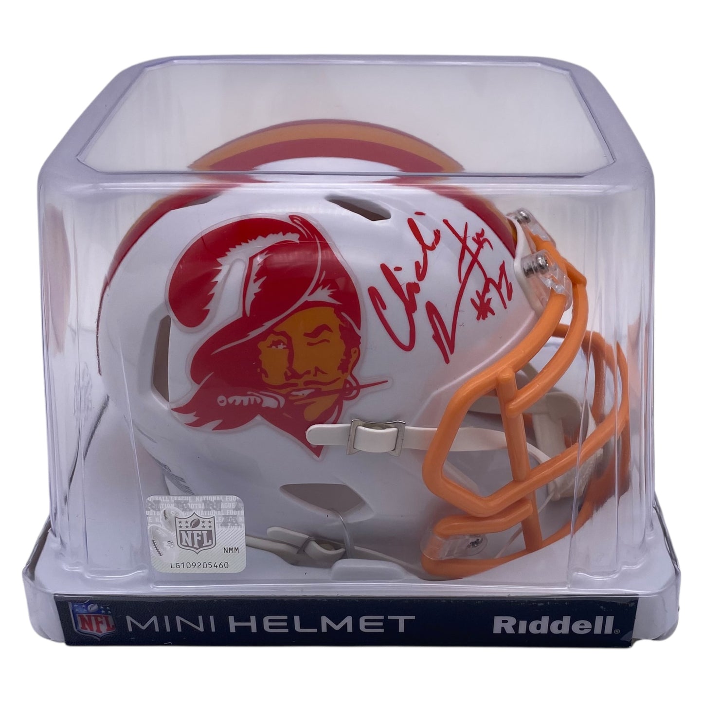 Chidi Ahanotu Signed Tampa Bay Buccaneers Throwback Mini Speed Football Helmet