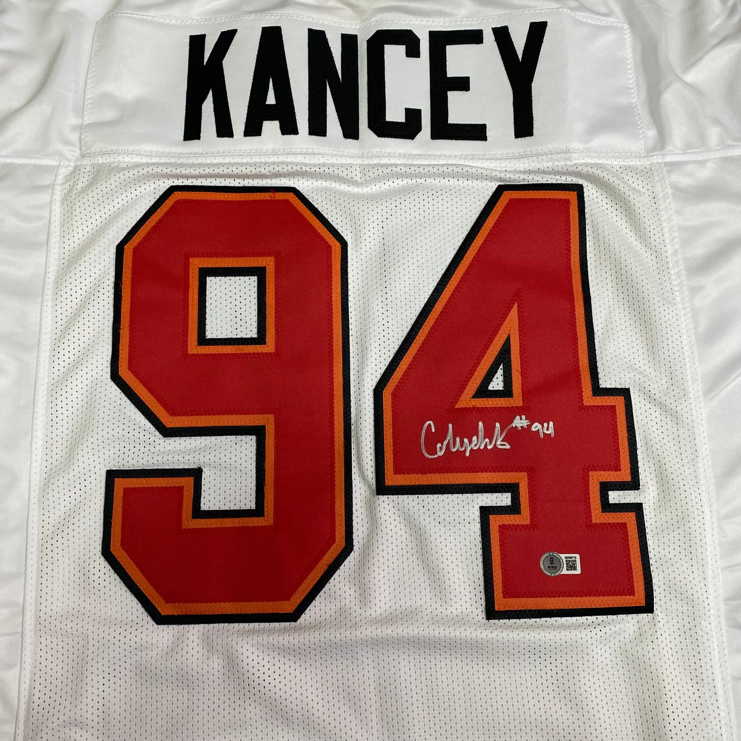 Calijah Kancey Signed #94 Stitched Jersey Tampa Bay Bucs Style White