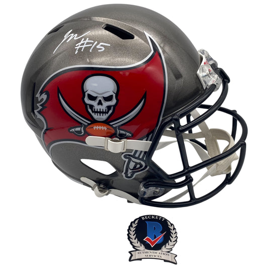 Jalen McMillan Signed Tampa Bay Buccaneers Full Size Replica Football Helmet