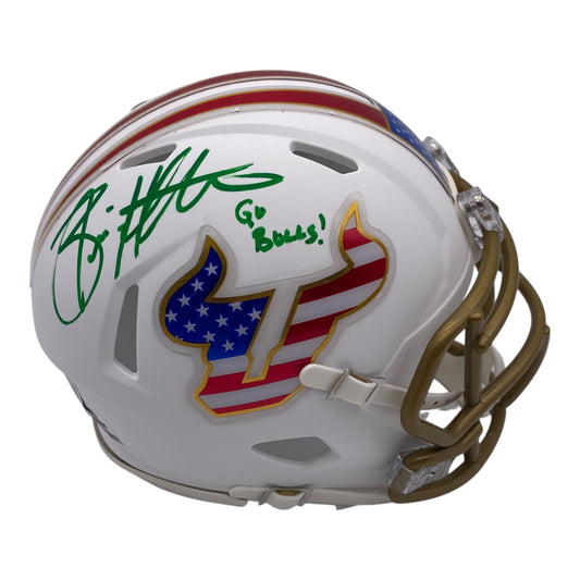 Brian Hartline Signed University of South Florida USF Bulls Stars and Stripes Speed Mini Helmet