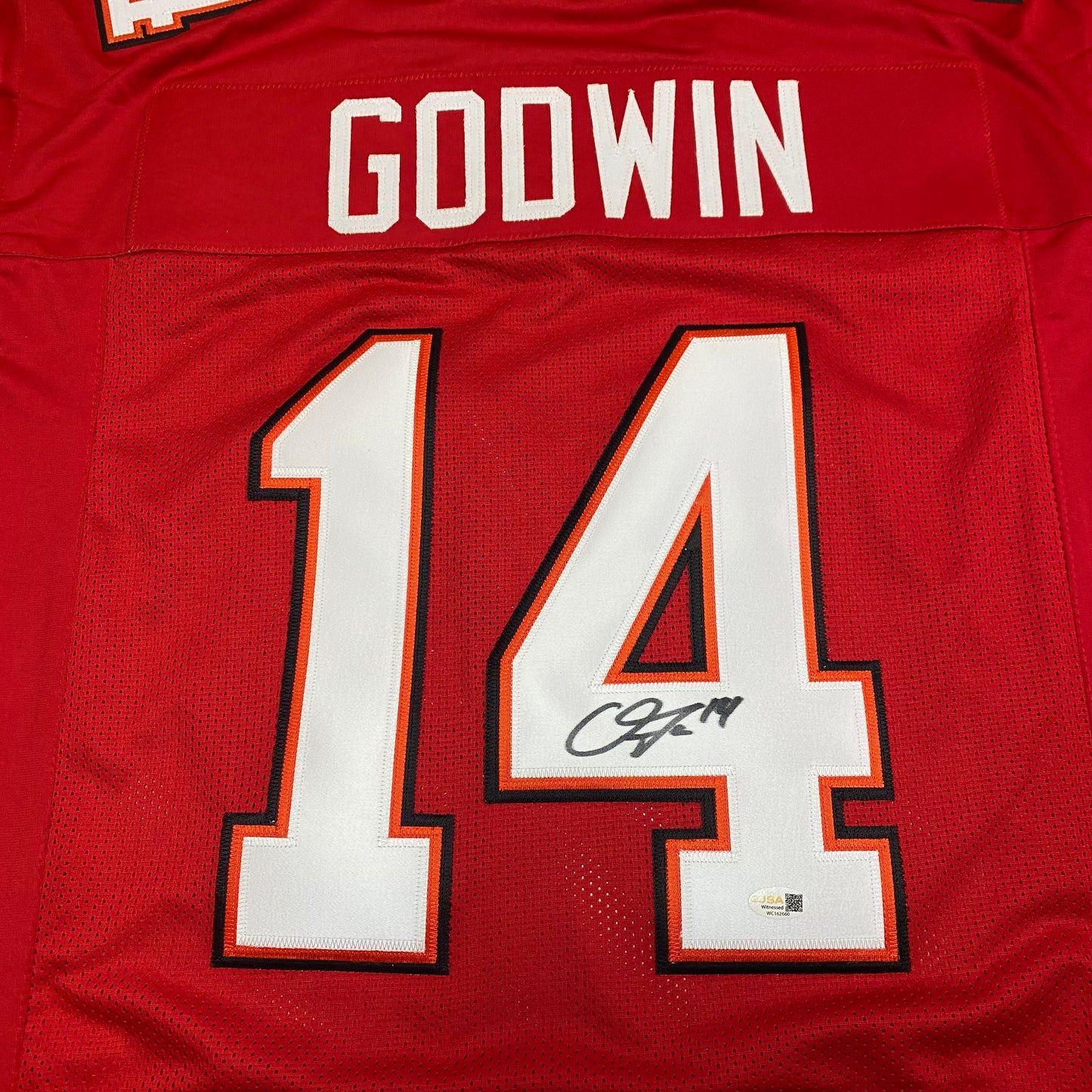 Chris Godwin signed Red #14 Stitched Jersey Tampa Bay Buccaneers Style