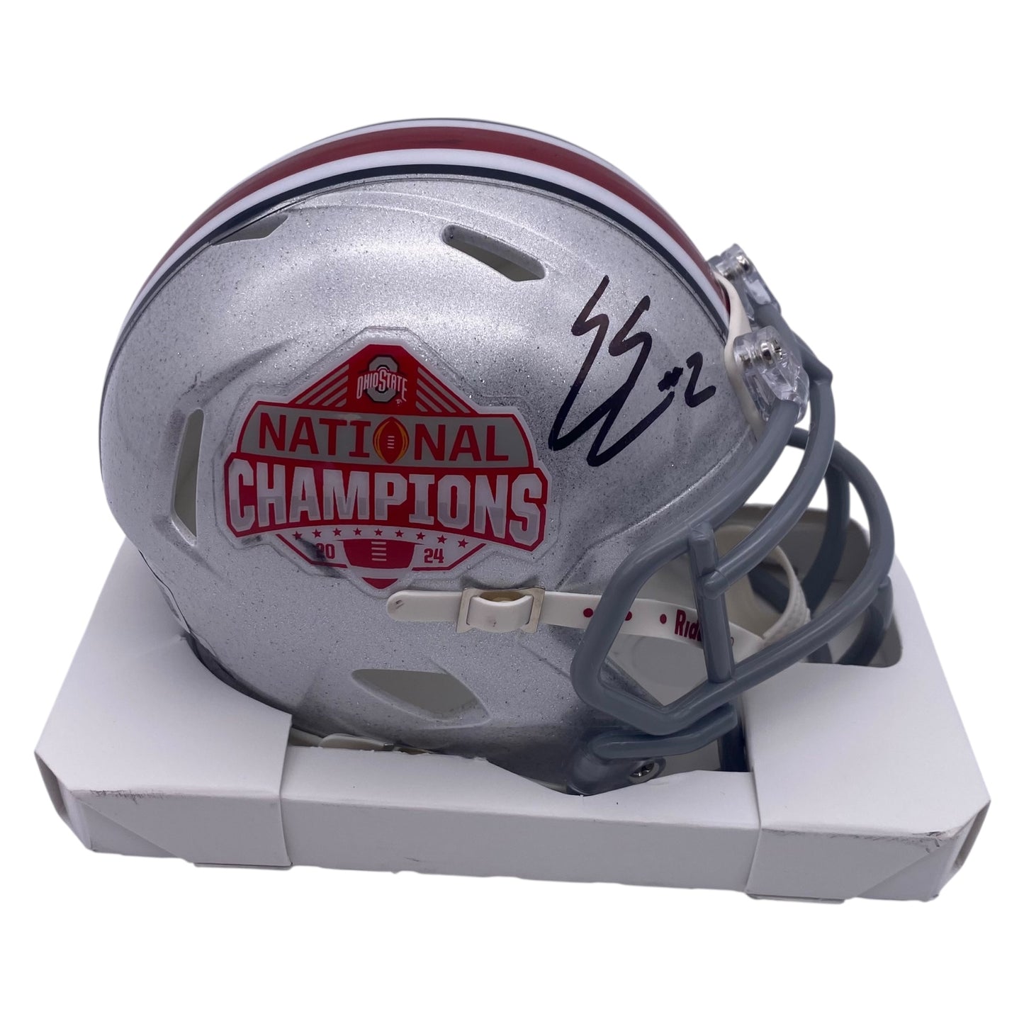 Emeka Egbuka Signed Ohio State Buckeyes 2024 Nationals Champions Alternate Speed Mini Helmet