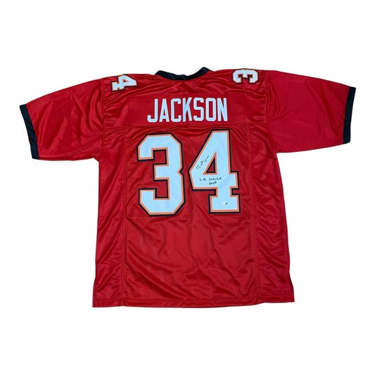 Dexter Jackson signed Red #34 stitched jersey - Tampa Bay Buccaneers Style