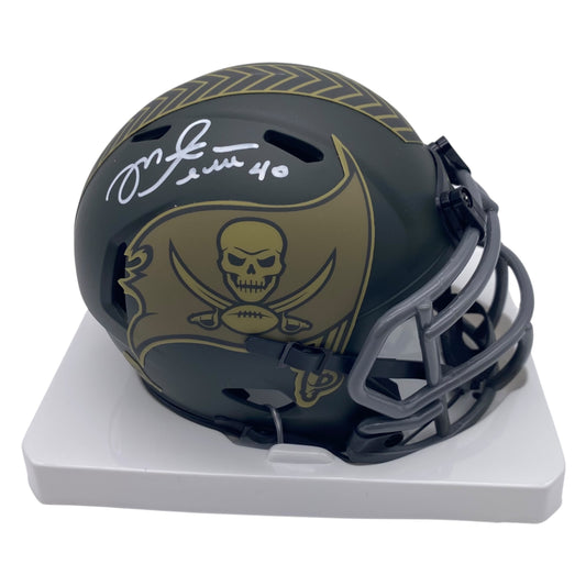 Mike Alstott Signed Tampa Bay Buccaneers 2025 Salute to Service Alternate Speed Mini Helmet