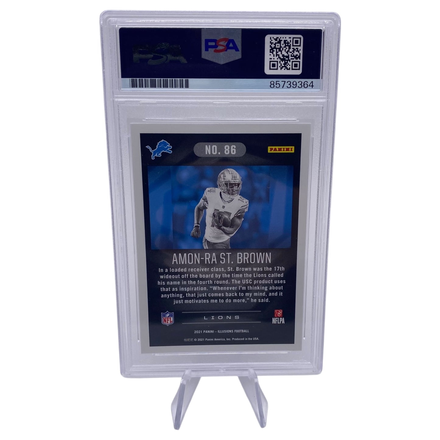 Amon-ra St. Brown Signed Detroit Lions 2021 Panini Illusions Rookie Trading Card PSA/DNA Slabbed