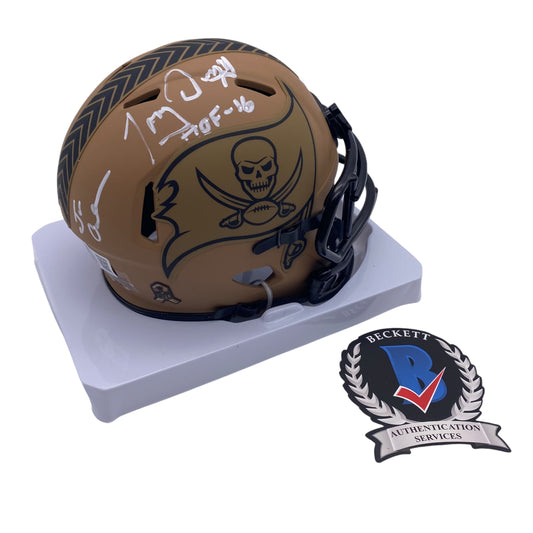 Coach Jon Gruden & Coach Tony Dungy Signed Tampa Bay Buccaneers Salute to Service Mini Helmet