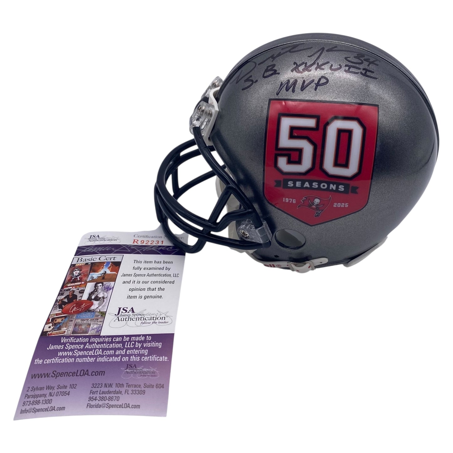 Dexter Jackson Signed Tampa Bay Buccaneers 50th Anniversary Mini Helmet