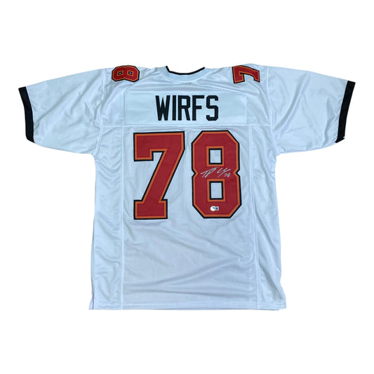 Tristan Wirfs signed white #78 stitched jersey