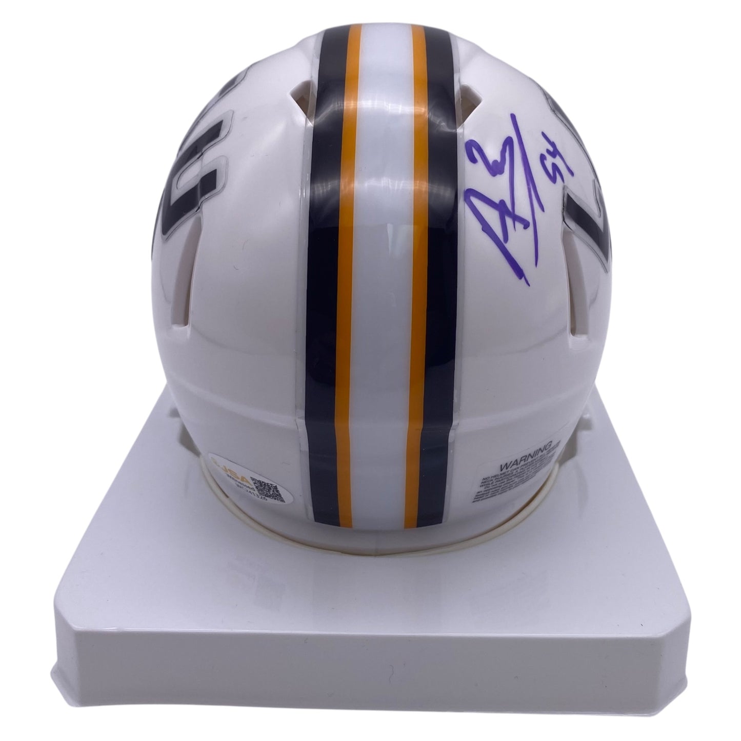 Anthony Booger McFarland Signed LSU Tigers White Alternate Mini Speed Football Helmet