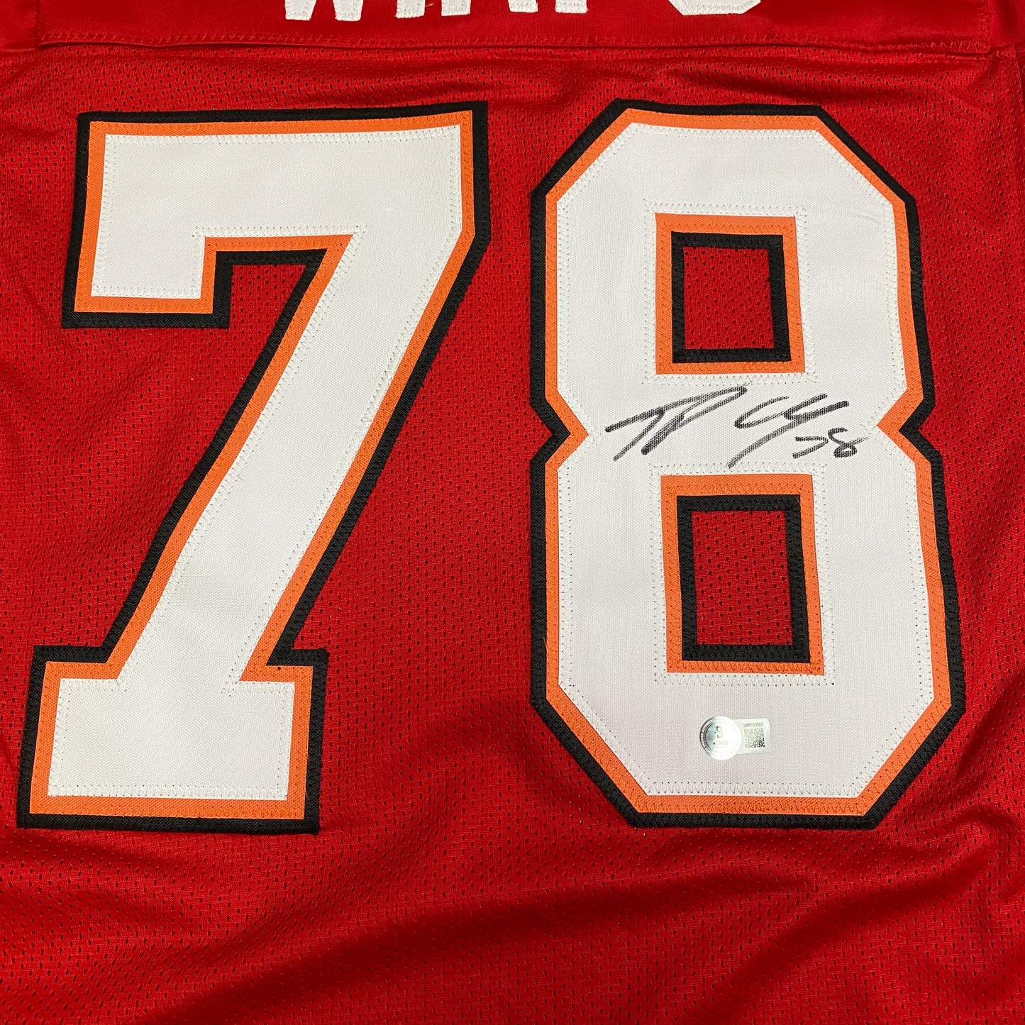 Tristan Wirfs signed red #78 stitched jersey