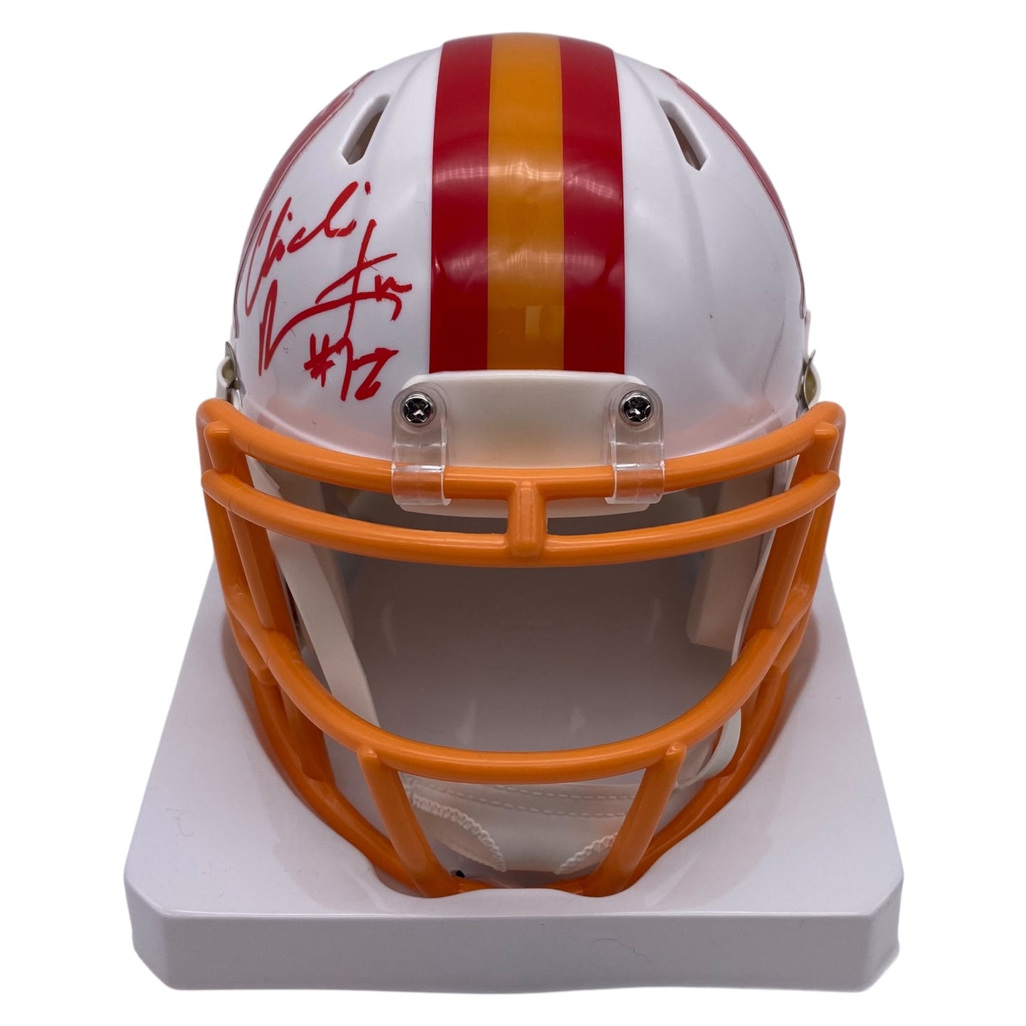 Chidi Ahanotu Signed Tampa Bay Buccaneers Throwback Mini Speed Football Helmet