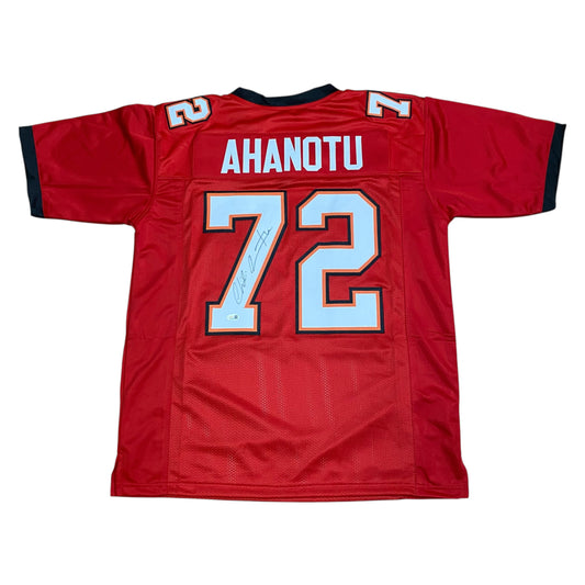 Chidi Ahanotu Signed Red #72 Stitched Jersey - Tampa Bay Buccaneers DL