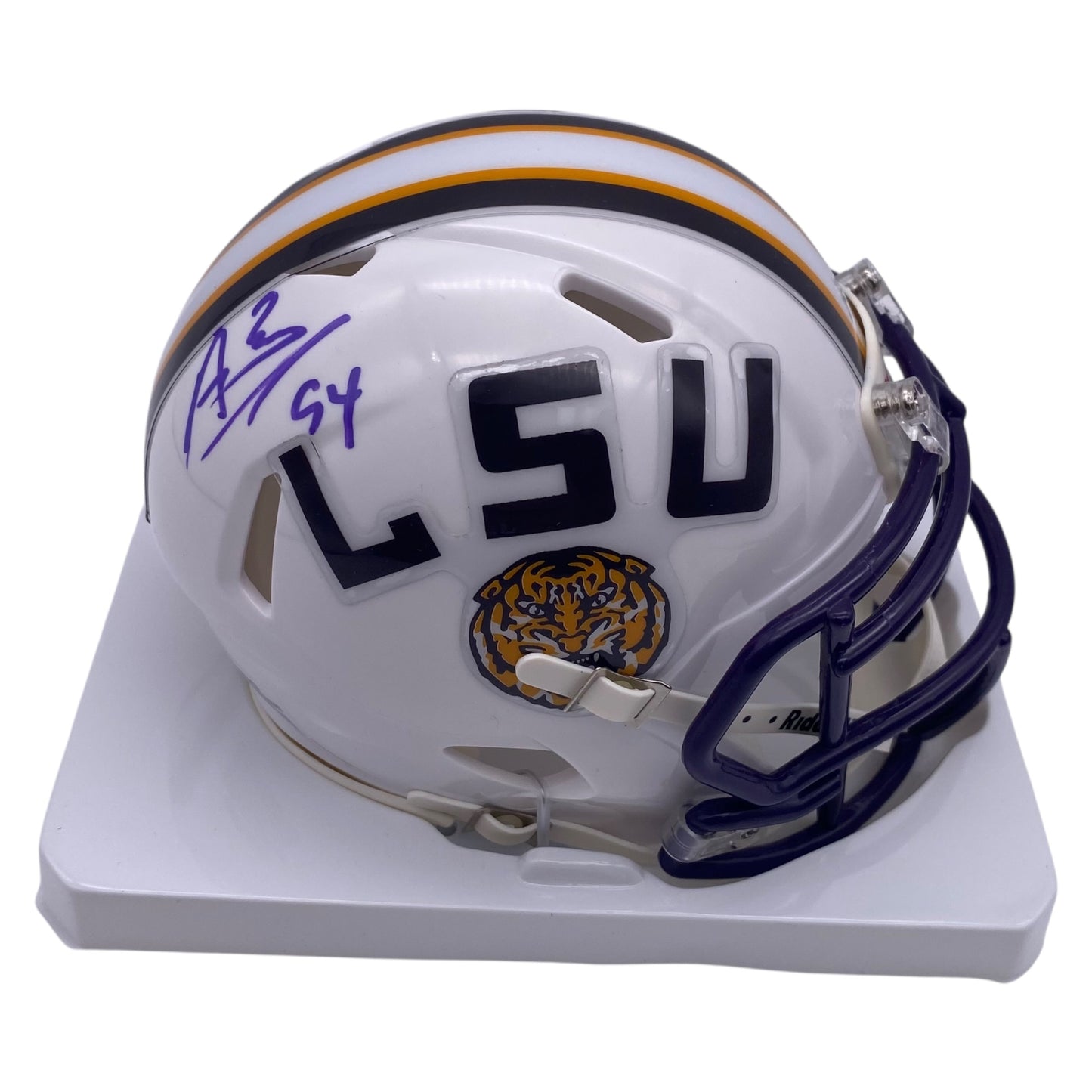 Anthony Booger McFarland Signed LSU Tigers White Alternate Mini Speed Football Helmet