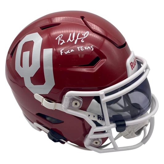 Baker Mayfield Signed Oklahoma Sooners MIDI Mid Size SpeedFlex Helmet F*** Texas