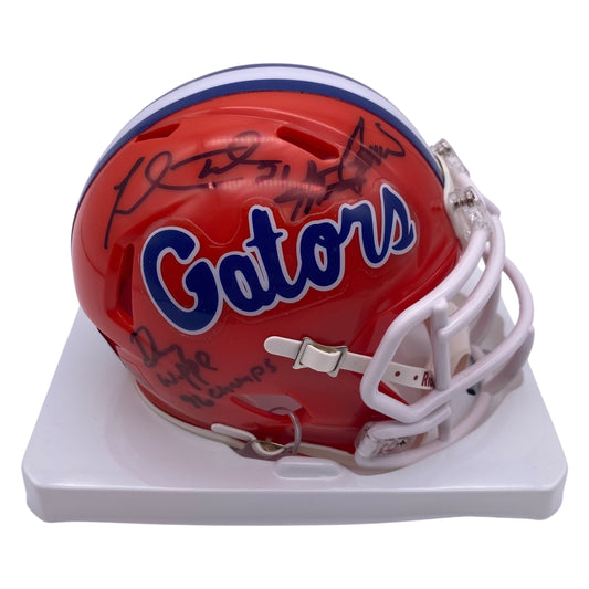 Steve Spurrier Danny Wuerffel Jacquez Green Reidel Anthony Fred Taylor Signed Florida Gators 1996 National Champions Mini Speed Football Helmet