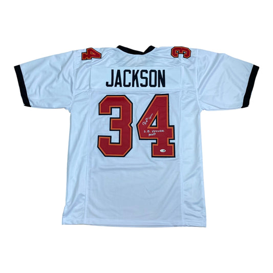 Dexter Jackson signed White #34 stitched jersey - Tampa Bay Buccaneers Style