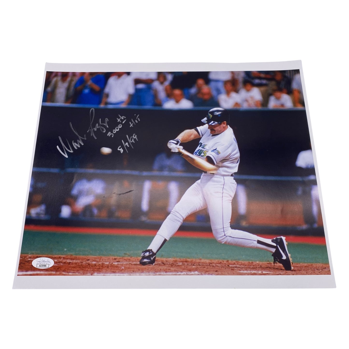 Wade Boggs Signed Tampa Bay Devil Rays 11x14 Photo 3000th Hit