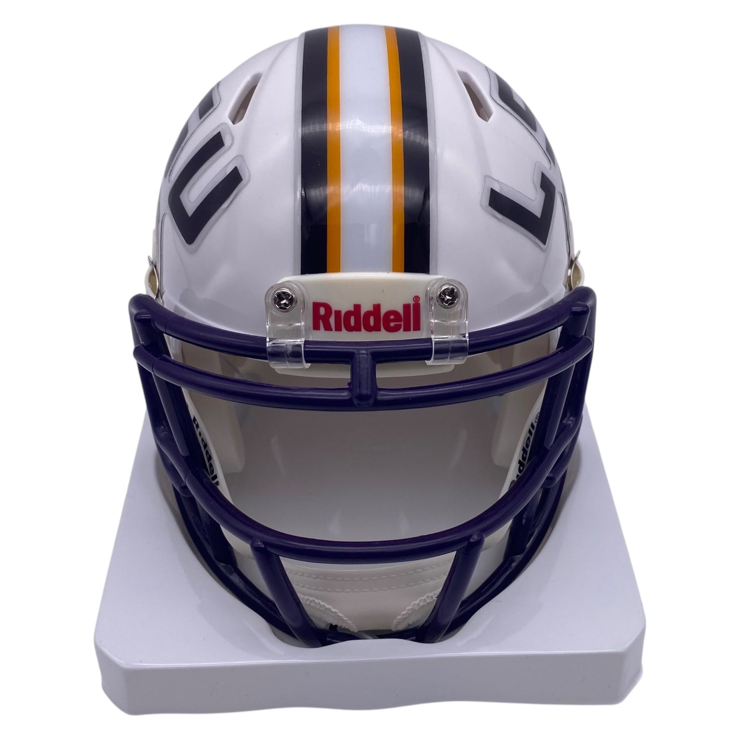 Anthony Booger McFarland Signed LSU Tigers White Alternate Mini Speed Football Helmet